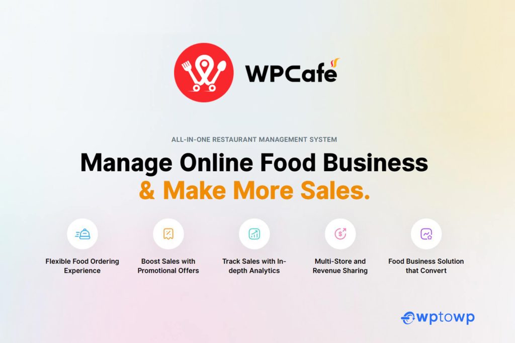 WPCafe restaurant management plugin, wptowp