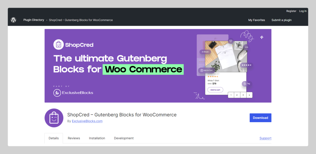 ShopCred By ExclusiveBlocks, WooCommerce Gutenberg Plugin, Wptowp
