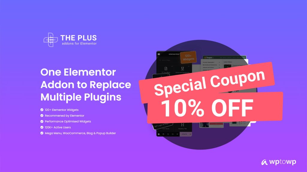 The Plus Addon for Elementor Coupon Code, Wptowp