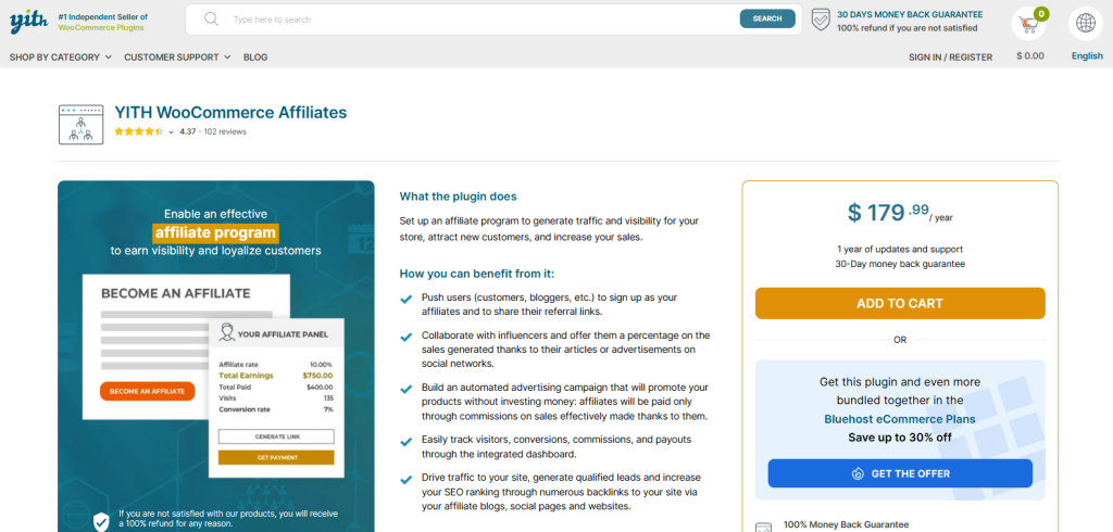 YITH WooCommerce Affiliates, wptowp