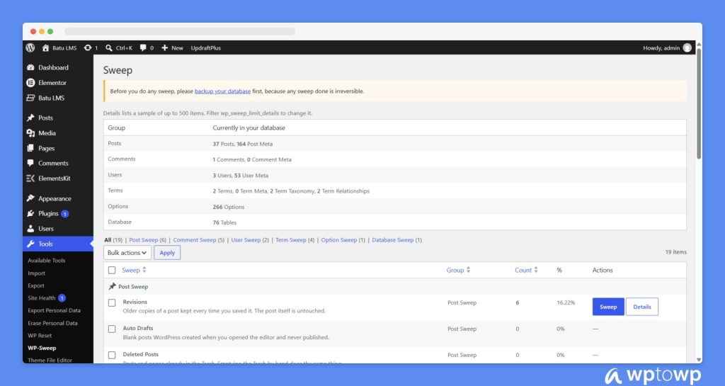 Wp-sweep, Elementor error solutions, Wptowp